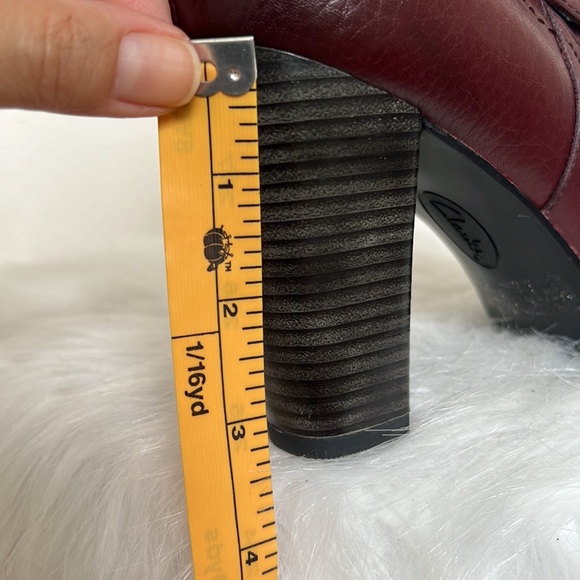 Clark’s burgundy pebbled leather and brass ankle boots - Picture 15 of 15